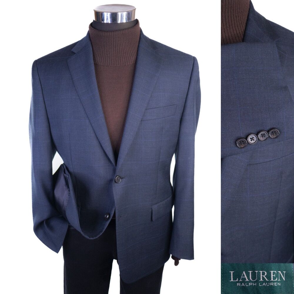Lauren Ralph Lauren Blazer Sport Coat Sz 40S Check Wool Two Button Jacket EUC